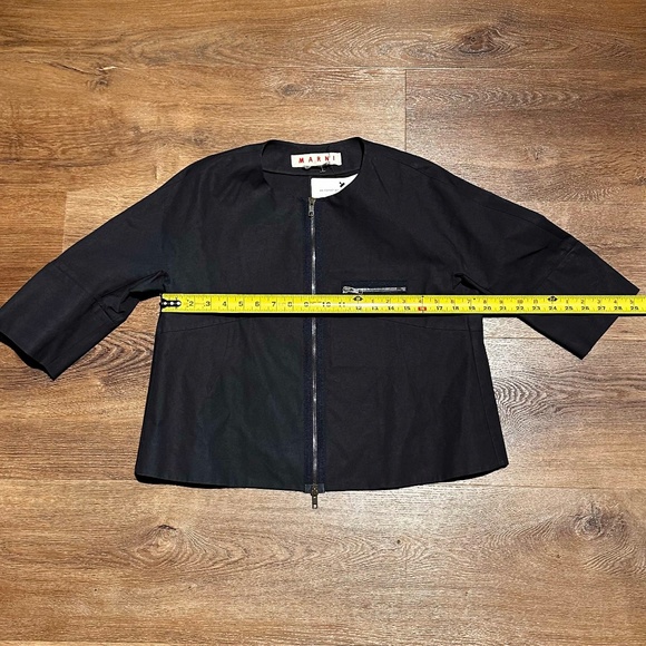 MARNI Crew Neck 3/4 Sleeve Crop Top Light Jacket Size M US8 IT44 Black - Picture 8 of 13